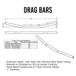 TC Bros. 1" Drag Bar Handlebars - Chrome -Maxima Store 101 0139.3 1