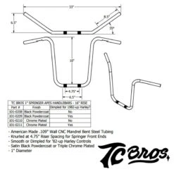 TC Bros. 1" Springer Apes Handlebars - 16" Chrome -Maxima Store 101 0208a 2