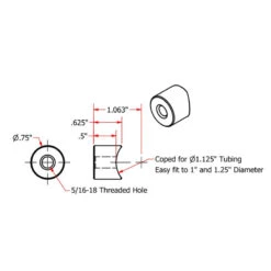 Coped Steel Bungs 5/16-18 Threaded 1/2 Inch Long By TC Bros -Maxima Store 104 0066 2
