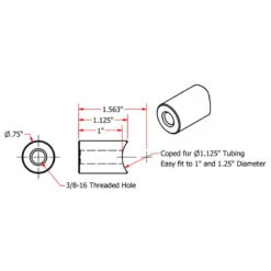 Coped Steel Bungs 3/8-16 Threaded 1 Inch Long By TC Bros 9 Coped Steel Bungs 3/8-16 Threaded 1 Inch Long By TC Bros -Maxima Store 104 0069 2