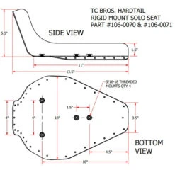 TC Bros. Hardtail Rigid Mount Solo Seat Black Pleated -Maxima Store 106 0070dim