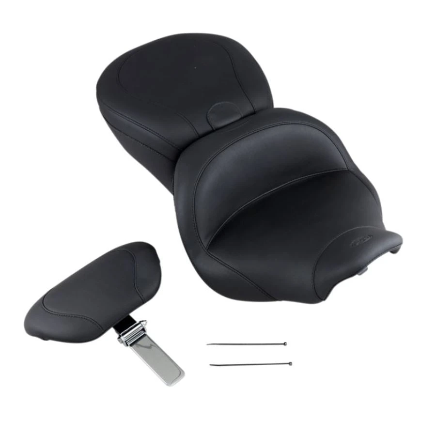 Mustang Lowdown Seat With Driver Backrest - Plain - FLHR '97-'07 3 Mustang Lowdown Seat With Driver Backrest - Plain - FLHR '97-'07