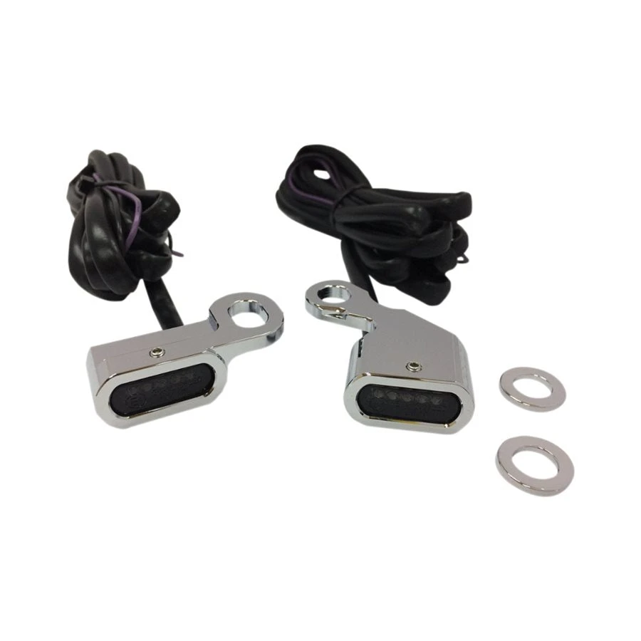 LED Handlebar Marker Lights 00-14 Softail, 99-17 Dyna, 96-03 Sportster - Chrome 3 LED Handlebar Marker Lights 00-14 Softail, 99-17 Dyna, 96-03 Sportster - Chrome