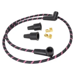 Cloth Braded Spark Plug Wire Kit 7mm - Black W/Red Tracer -Maxima Store 108 0191 1
