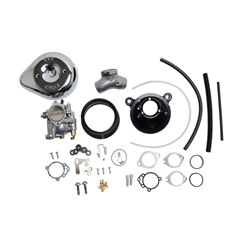 Super E Carburetor And Stealth Air Cleaner Kit, With Chrome Teardrop For 1999-2005 Big Twins 3 Super E Carburetor And Stealth Air Cleaner Kit, With Chrome Teardrop For 1999-2005 Big Twins