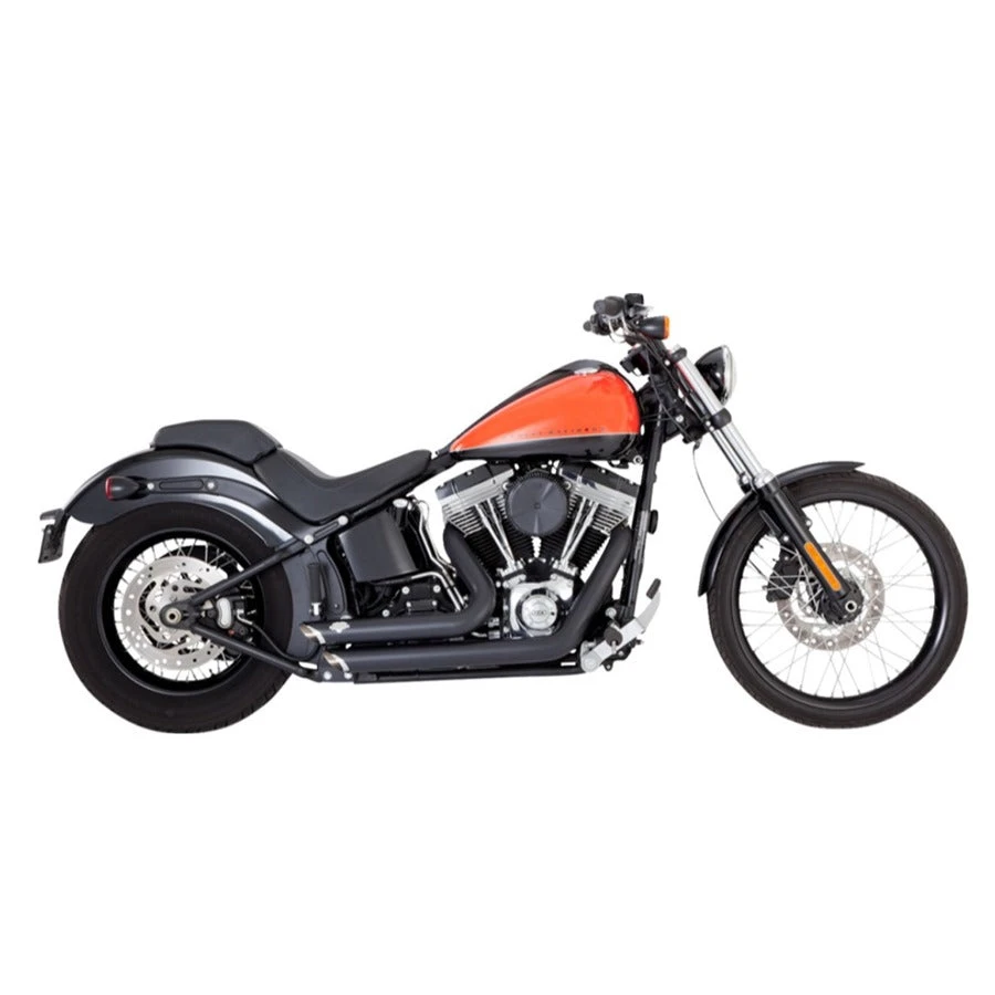 Shortshots Staggered Exhaust System 2012-2017 Softail Models - Black 4 Shortshots Staggered Exhaust System 2012-2017 Softail Models - Black - Image 2