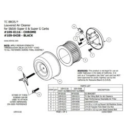 TC Bros. Black Louvered Air Cleaner For S&S Super E & G Carbs 15 TC Bros. Black Louvered Air Cleaner For S&S Super E & G Carbs -Maxima Store 109 0438instructions 1