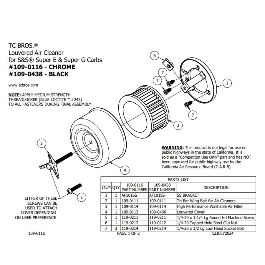 TC Bros. Black Louvered Air Cleaner For S&S Super E & G Carbs 9 TC Bros. Black Louvered Air Cleaner For S&S Super E & G Carbs - Image 7