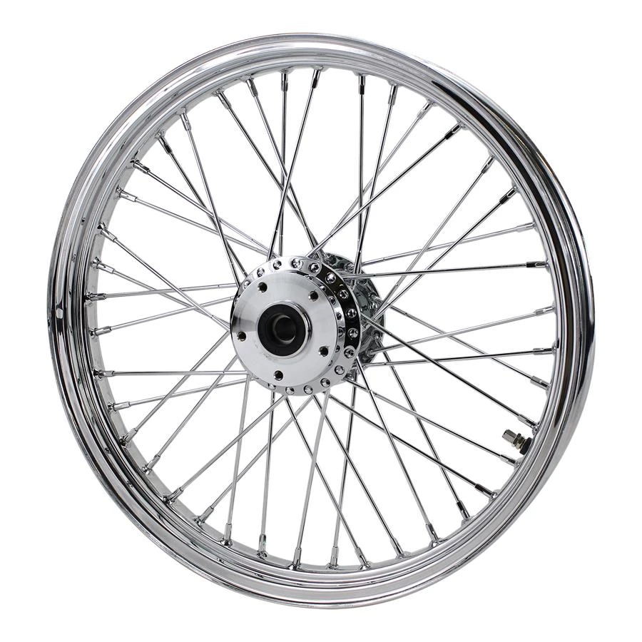 Chrome Front 40 Spoke Wheel 19" X 2.15" (fits Harley FX, Sportster 1984-1999) Billet Hub 5 Chrome Front 40 Spoke Wheel 19" X 2.15" (fits Harley FX, Sportster 1984-1999) Billet Hub - Image 3