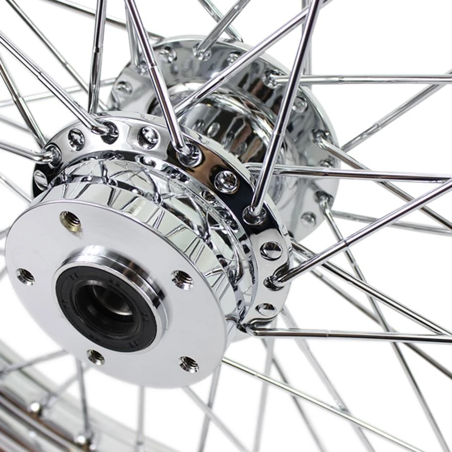 Chrome Front 40 Spoke Wheel 21 "x 2.15" Fits Harley FXST, FXDWG, 1984-1999 Fits Moto Iron Springers 4 Chrome Front 40 Spoke Wheel 21 "x 2.15" Fits Harley FXST, FXDWG, 1984-1999 Fits Moto Iron Springers - Image 2