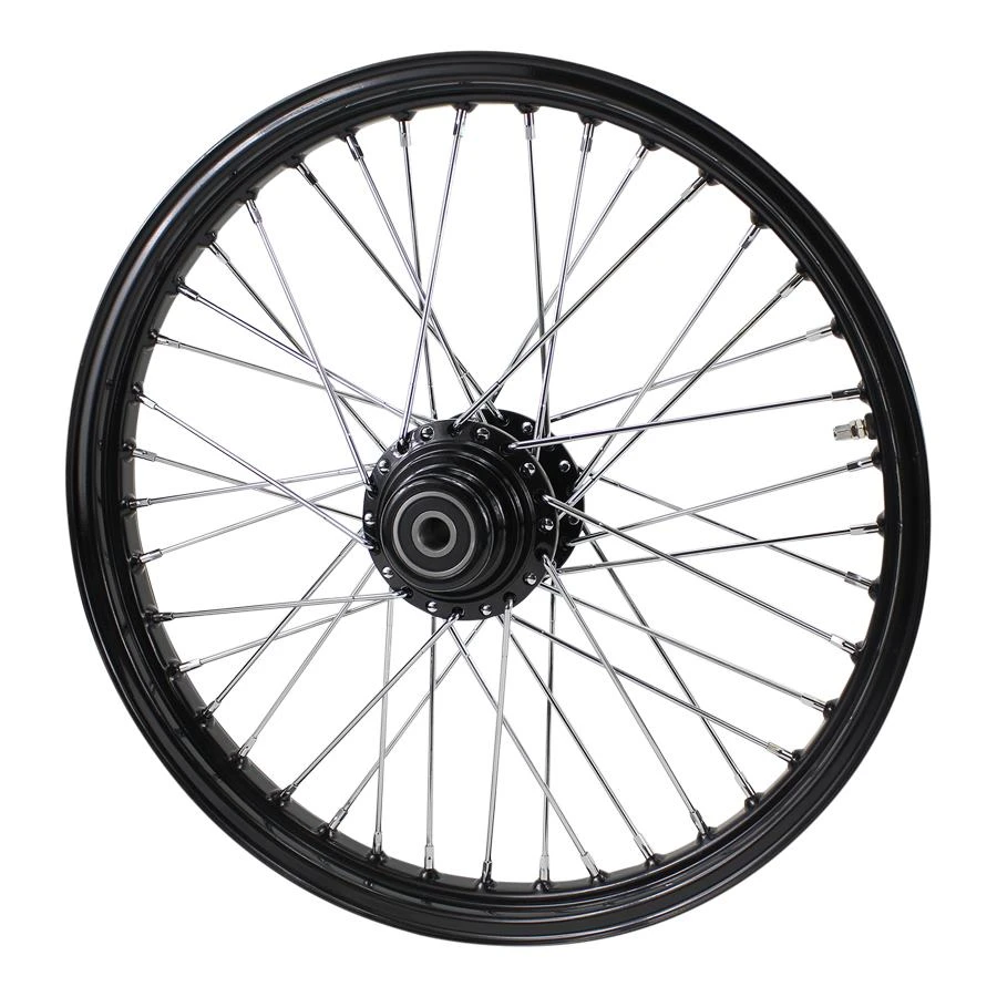 Black Front 40 Spoke Wheel 21"x2.15" (fits Harley Softail 2000-2006, Dyna FXDWG 2000-2005) 5 Black Front 40 Spoke Wheel 21"x2.15" (fits Harley Softail 2000-2006, Dyna FXDWG 2000-2005) - Image 3