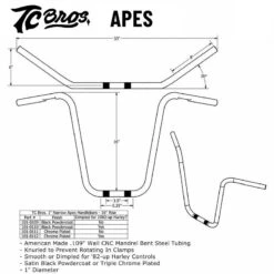 TC Bros. 1" Narrow Apes Handlebars - 16" Black -Maxima Store 16apes