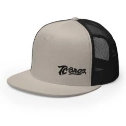 Script Flat Bill Trucker Cap - Silver/Black