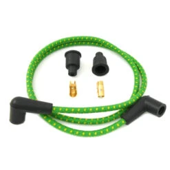 Cloth Braded Spark Plug Wire Kit 7mm - Green W/Yellow Tracer