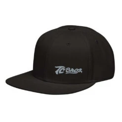 Script Flat Bill Snapback Hat - Black