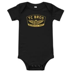 Baby Short Sleeve One Piece - Winged Wheel - Black/Gold