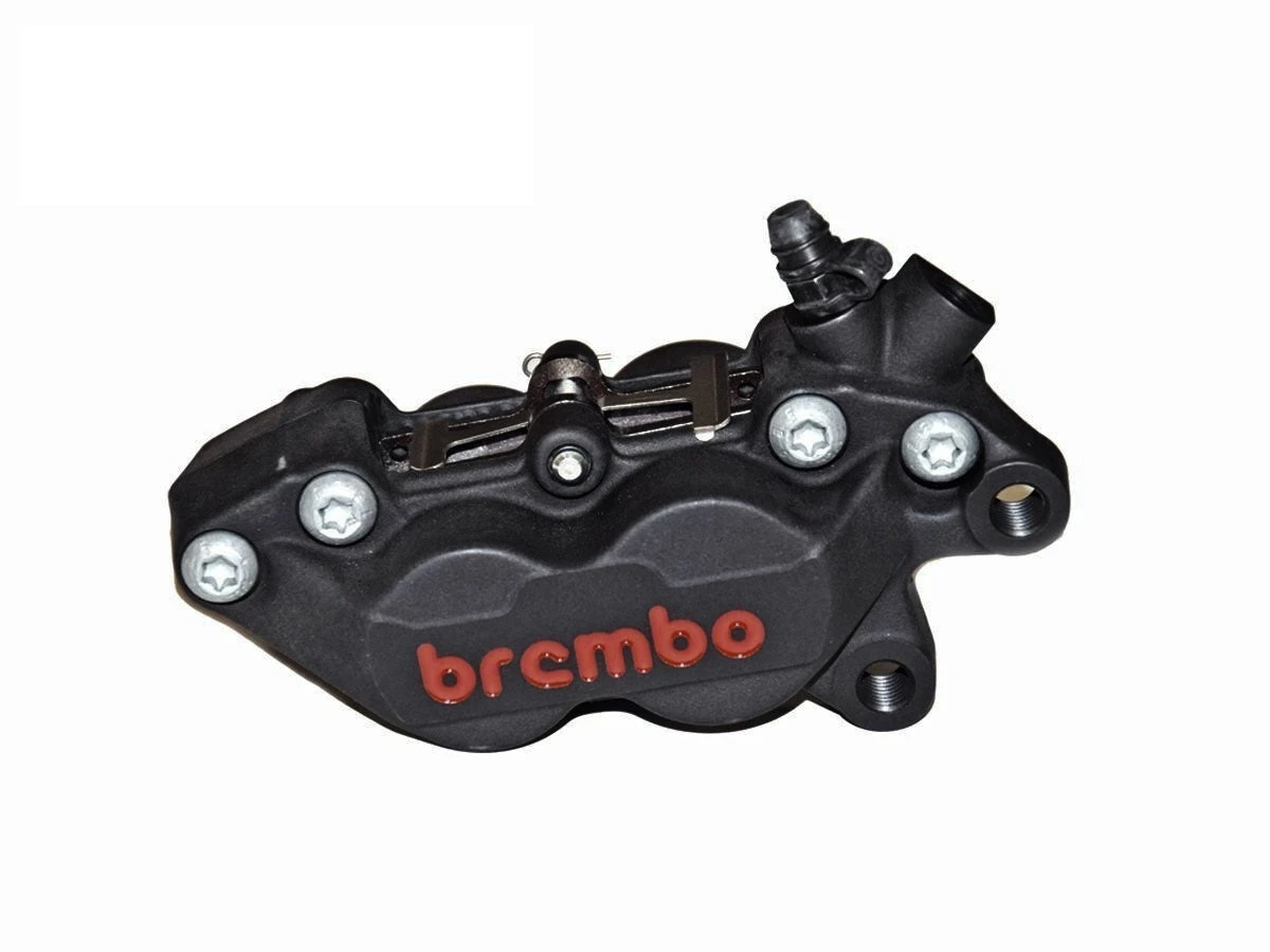 Brembo P4 Axial Brake Caliper Right Side Black 4 Piston (red Lettering). 3 Brembo P4 Axial Brake Caliper Right Side Black 4 Piston (red Lettering).