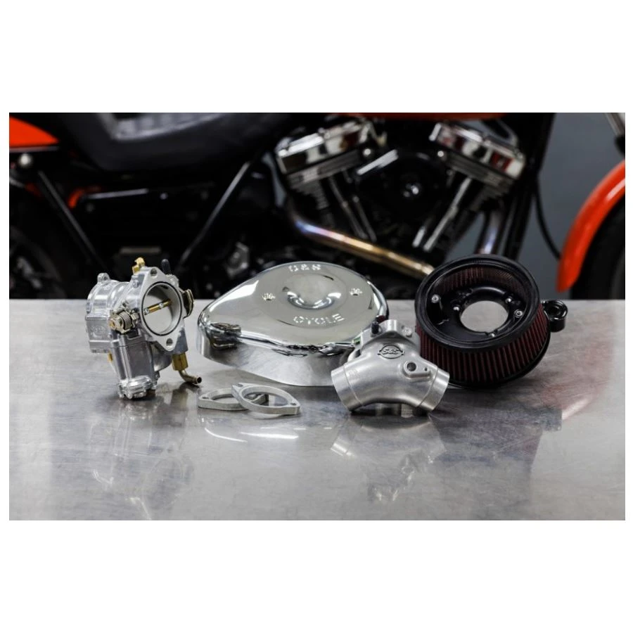 Super E Carburetor And Stealth Air Cleaner Kit, With Chrome Teardrop For 1999-2005 Big Twins 4 Super E Carburetor And Stealth Air Cleaner Kit, With Chrome Teardrop For 1999-2005 Big Twins - Image 2