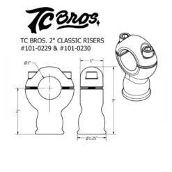 TC Bros. 2" Classic Black Stainless Risers For 1" Diameter Handlebars -Maxima Store classic riser dimension