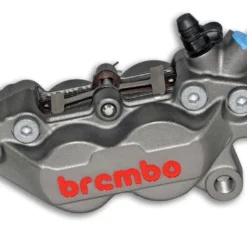 Brembo P4 Axial Brake Caliper Right Side Silver 4 Piston (red Lettering).