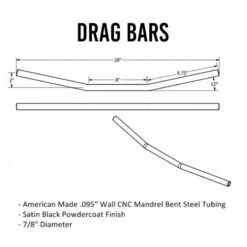 TC Bros. 7/8" Drag Bars - Black Powdercoat Finish -Maxima Store sku 101 0007