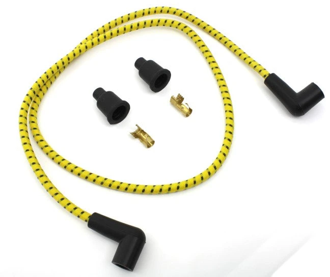 Cloth Braded Spark Plug Wire Kit 7mm - Yellow W/Blue Tracer 5 Cloth Braded Spark Plug Wire Kit 7mm - Yellow W/Blue Tracer - Image 3