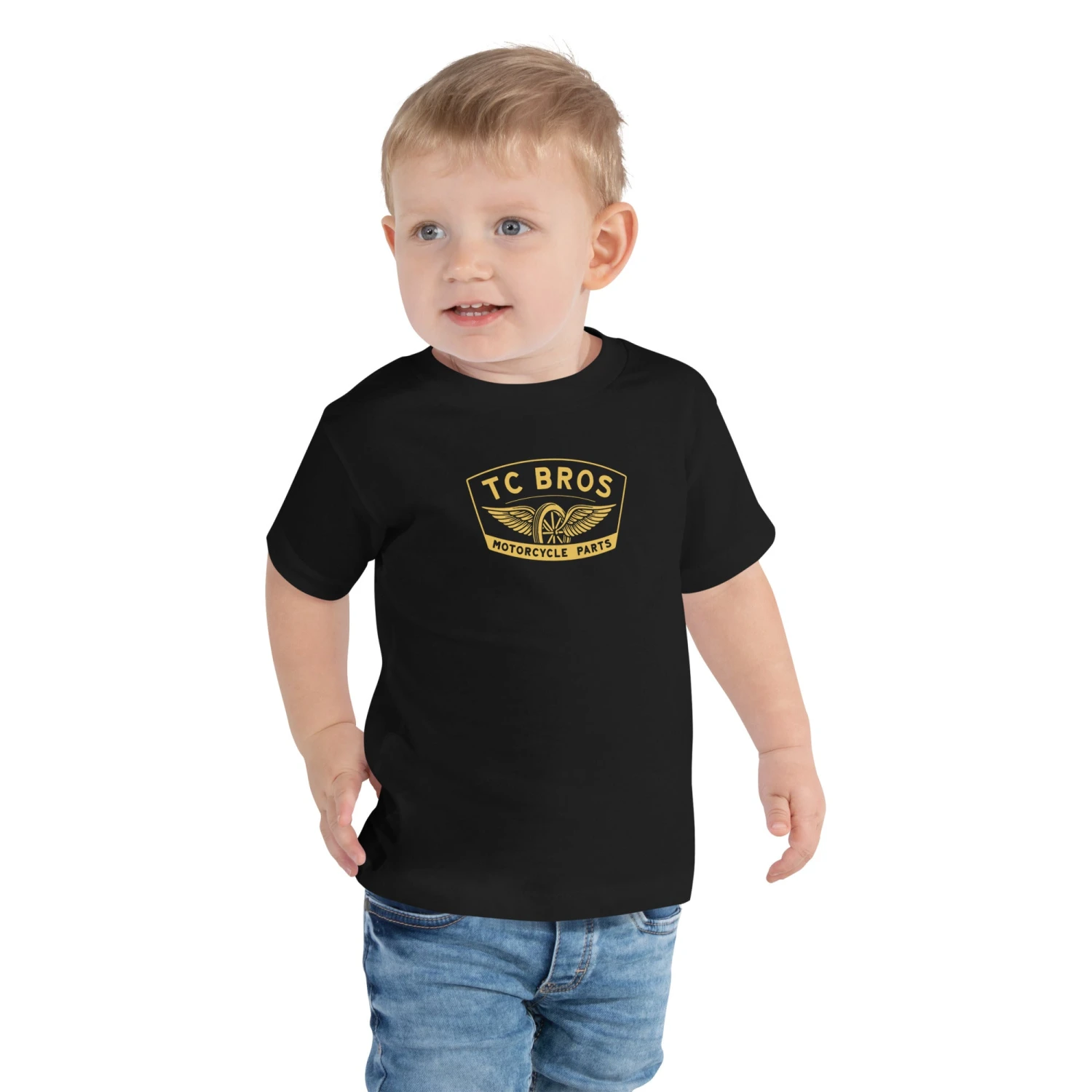 Toddler Short Sleeve Tee - Winged Wheel - Black/Gold 3 Toddler Short Sleeve Tee - Winged Wheel - Black/Gold