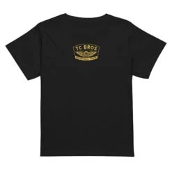 Women’s High-waisted T-shirt - Winged Wheel - Black/Gold